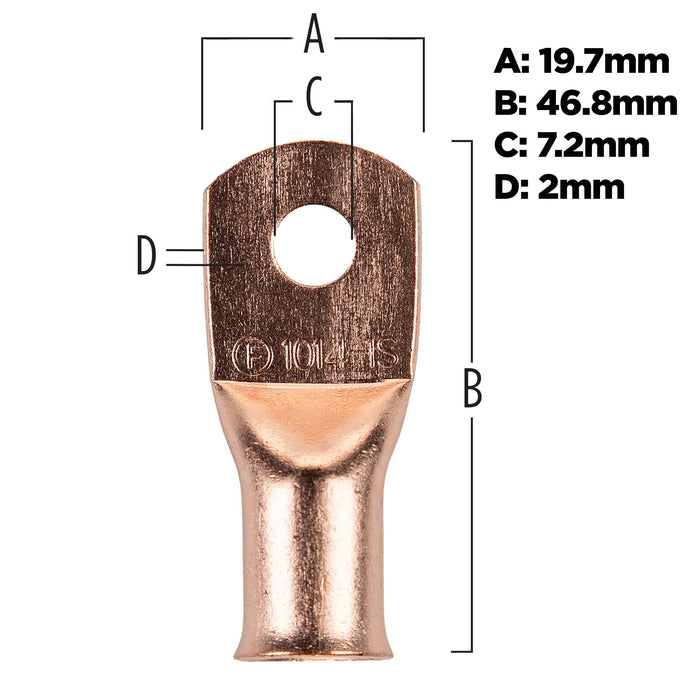 The Install Bay CUR1014 1/0 Gauge 1/4" Copper Ring Terminal (5/pack)