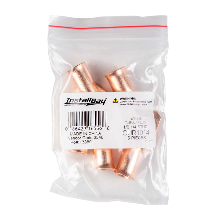 The Install Bay CUR1014 1/0 Gauge 1/4" Copper Ring Terminal (5/pack)