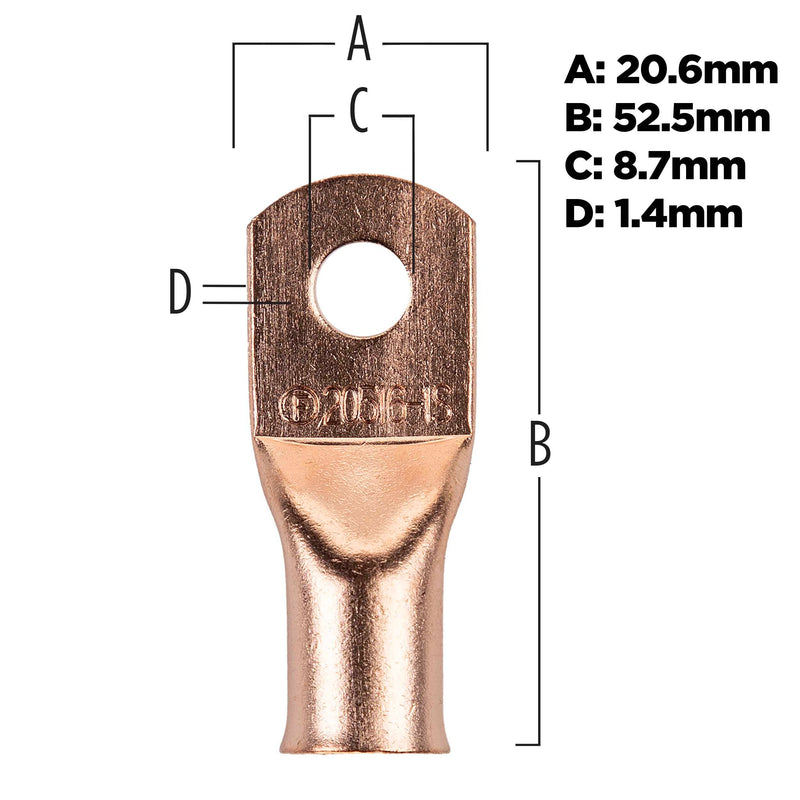 Install Bay CUR20516 2/0 Gauge 5/16" Copper Uninsulated Ring Terminal (5 Pack)