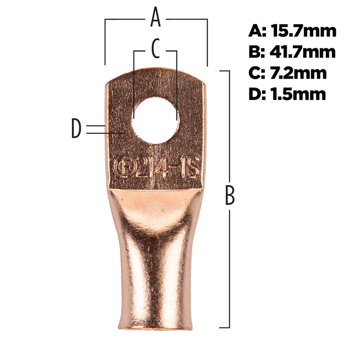 The Install Bay CUR214 Copper 2 Gauge 1/4" Ring Terminal (10/pack)