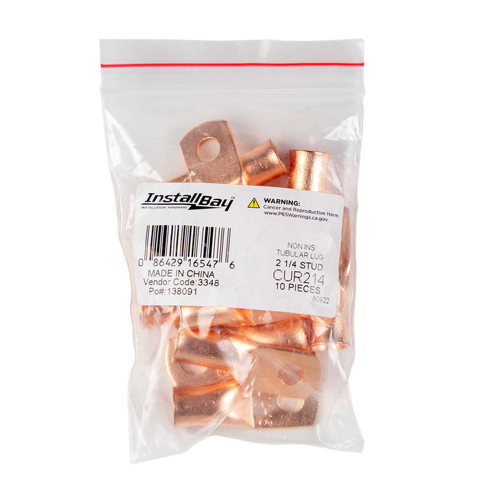 The Install Bay CUR214 Copper 2 Gauge 1/4" Ring Terminal (10/pack)