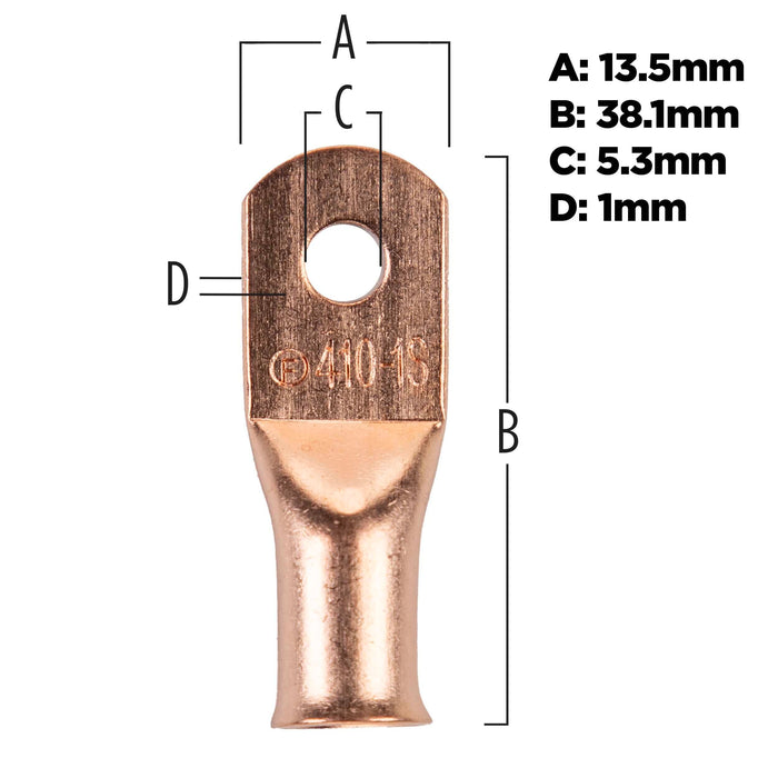 The Install Bay CUR410 Copper 4 Gauge #10 Ring Terminal (25/pack)