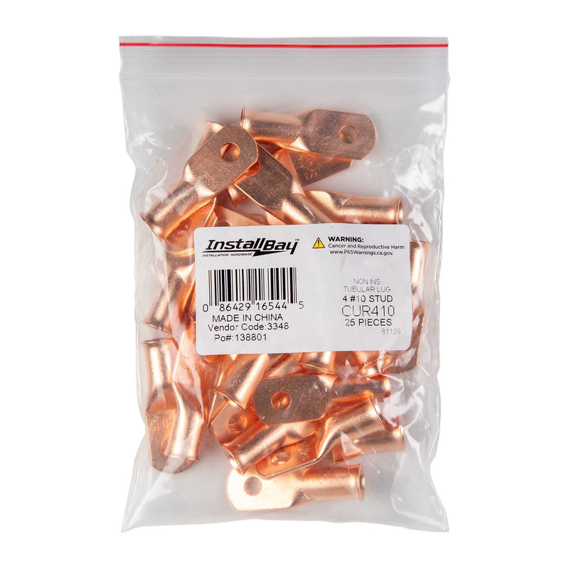 The Install Bay CUR410 Copper 4 Gauge #10 Ring Terminal (25/pack)