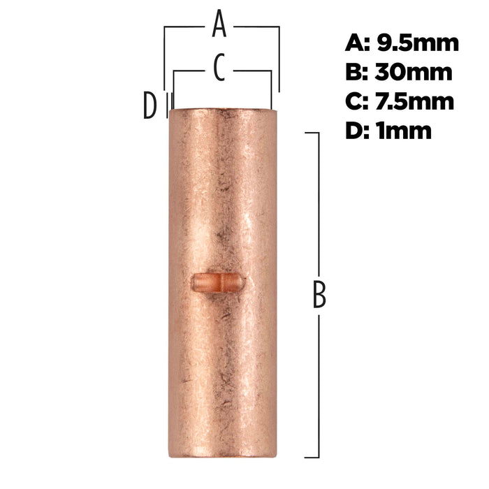 The Install Bay CUR4 Copper Uninsulated 4 Gauge Butt Connector (25/pk)