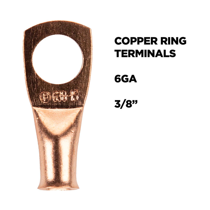 The Install Bay CUR638 6 Gauge Copper 3/8" Ring Terminal (25/pack)