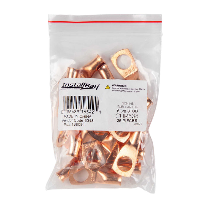 The Install Bay CUR638 6 Gauge Copper 3/8" Ring Terminal (25/pack)