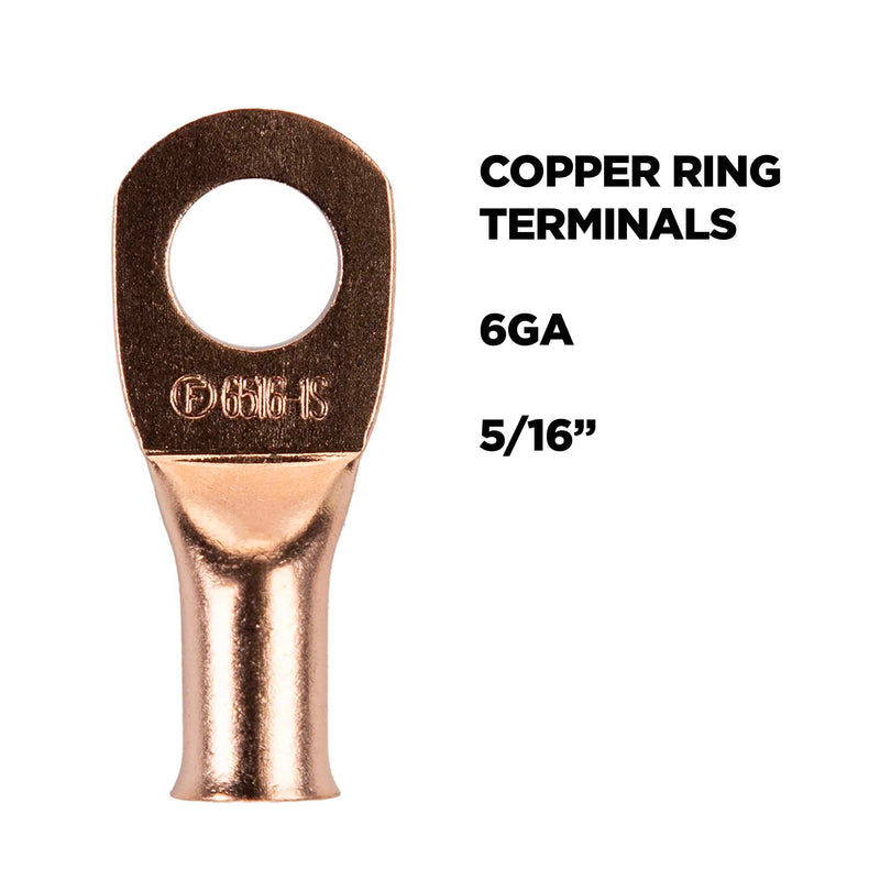 The Install Bay CUR6516 Copper 6 Gauge 5/16" Ring Terminal (25/pack)