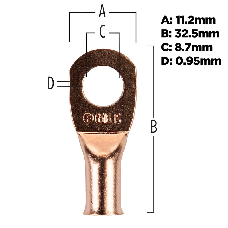 The Install Bay CUR6516 Copper 6 Gauge 5/16" Ring Terminal (25/pack)