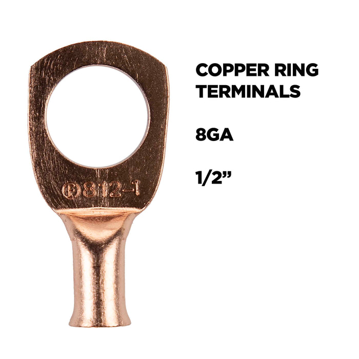 The Install Bay CUR812 8 Gauge 1/2" Copper Ring Terminal (25/pack)