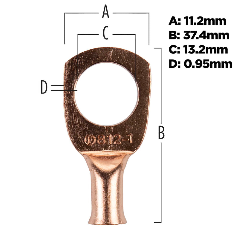 The Install Bay CUR812 8 Gauge 1/2" Copper Ring Terminal (25/pack)