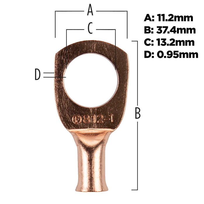 The Install Bay CUR812 8 Gauge 1/2" Copper Ring Terminal (25/pack)