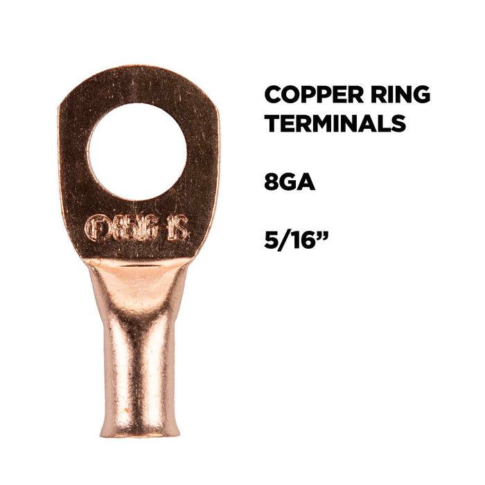 The Install Bay CUR8516 Copper 8 Gauge 5/16" Ring Terminal (25/pack)