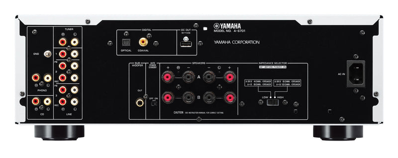 Yamaha A-S701 Natural Sound 2CH Integrated Stereo Amplifier with Remote Control (Silver)