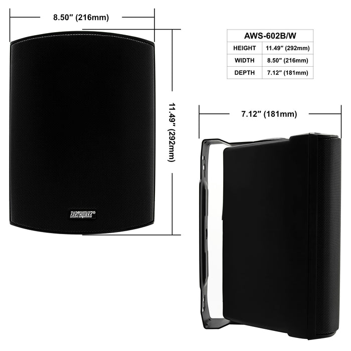 Earthquake Sound AWS-602B 6" Indoor Outdoor Speakers and Yamaha R-S202 2-Channel Stereo Receiver