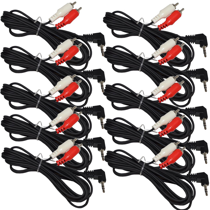 The Install Bay IB3.5RCA AUX 3.5mm Male Stereo to RCA 6' Cable (10/pk)