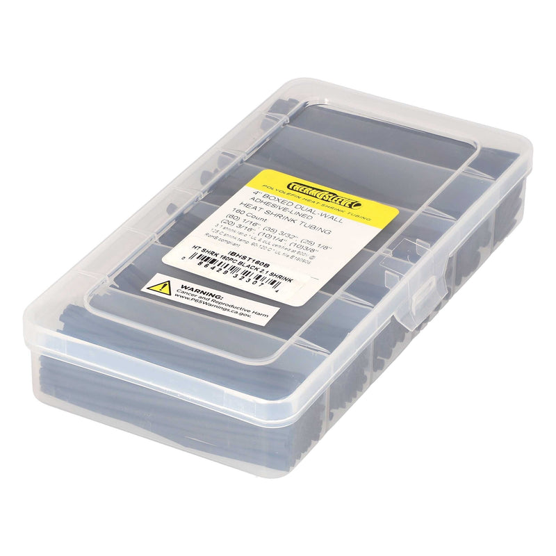 The Install Bay IBHST160B Heat Shrink Tubing Kit 160 Pc 4in 2:1 Assorted Black