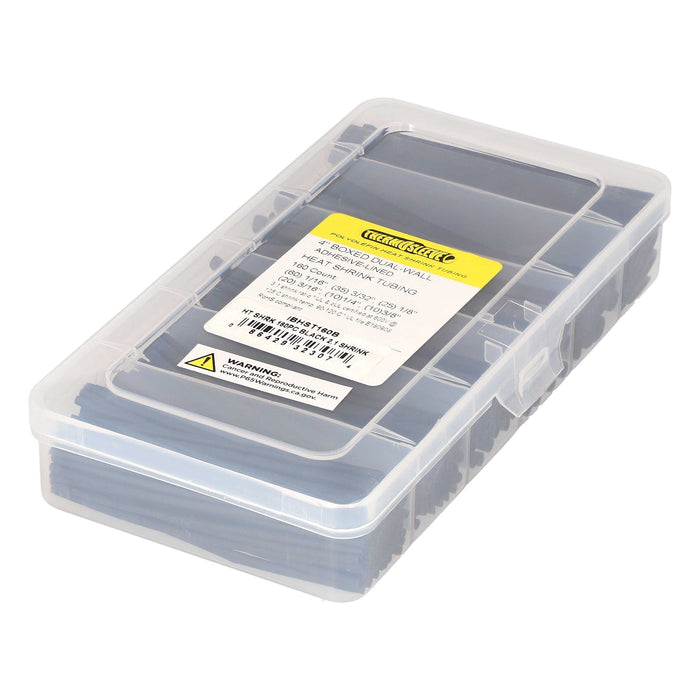 The Install Bay IBHST160B Heat Shrink Tubing Kit 160 Pc 4in 2:1 Assorted Black