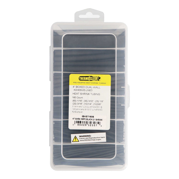 The Install Bay IBHST160B Heat Shrink Tubing Kit 160 Pc 4in 2:1 Assorted Black