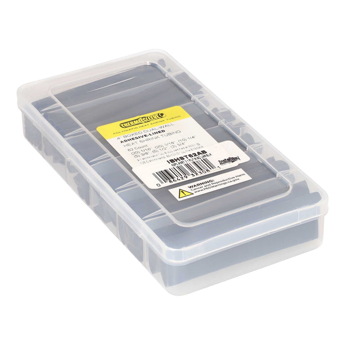 IBHST62AB 62 Pc Dual Wall Heat Shrink Kit - 4in Assorted 3:1 Black