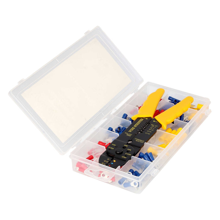 The Install Bay IBK-150 Automotive Car Audio Connector Assorted  Terminal Kit 150 Piece with Crimping Tool