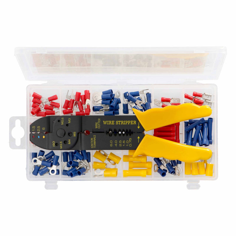 The Install Bay IBK-150 Automotive Car Audio Connector Assorted Terminal Kit 150 Piece with Crimping Tool