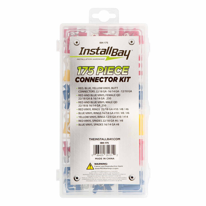 The Install Bay IBK-175 Automotive Car Audio Connector Assorted Terminal Kit 175 Piece