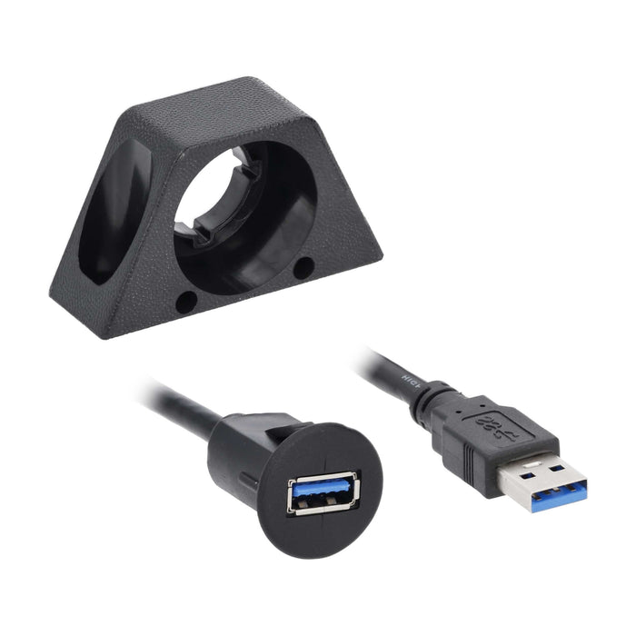 The Install Bay IBR136 USB 3.0 Charge And Data Flush Mount Car Adapter (1 Foot, Black)