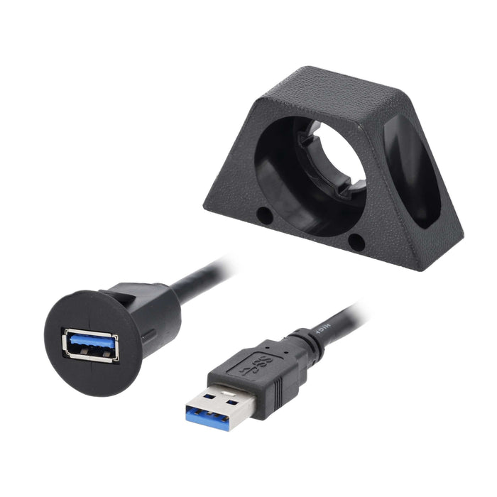 The Install Bay IBR136 USB 3.0 Charge And Data Flush Mount Car Adapter (1 Foot, Black)