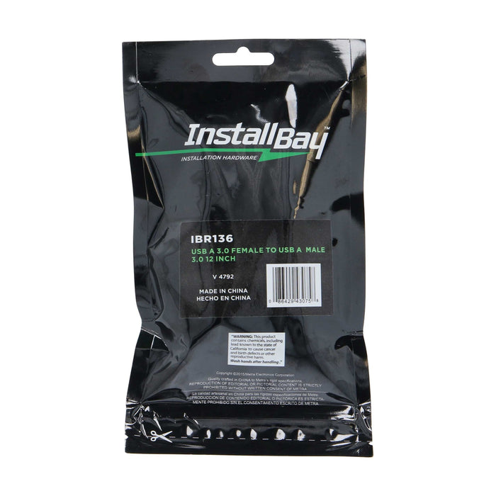 The Install Bay IBR136 USB 3.0 Charge And Data Flush Mount Car Adapter (1 Foot, Black)