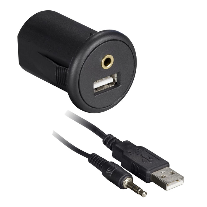 The Install Bay IBR91 Snap-in Extension Cable-USB/3.5MM Ports Round - Retail Pack