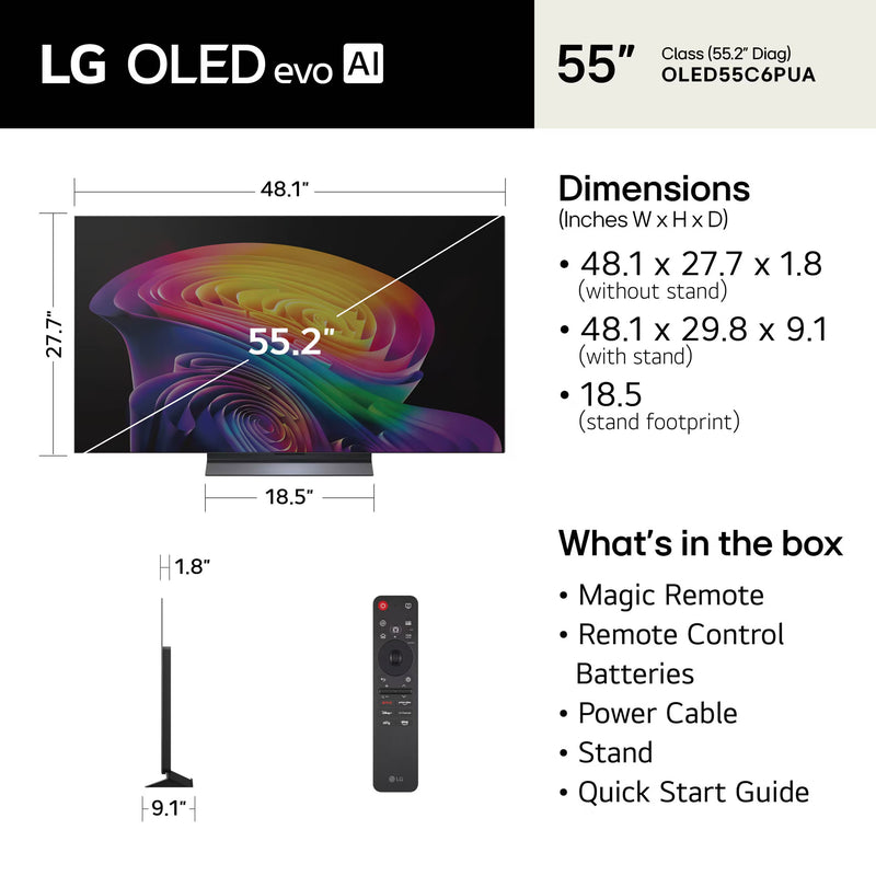 LG 55" Class OLED evo AI 4K Smart TV C6H Series 2026 with Hyper Radiant Color Tech (OLED55C6PUA)