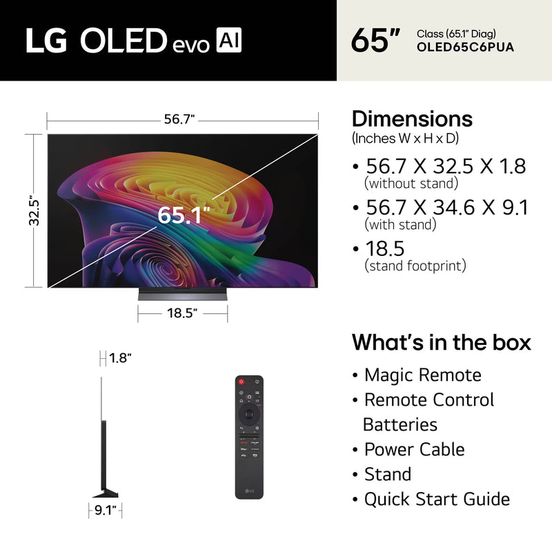 LG 65" Class OLED evo AI 4K Smart TV C6H Series 2026 with Hyper Radiant Color Tech (OLED65C6PUA)