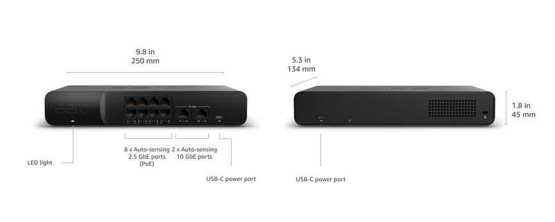 eero PoE Gateway 10-Port Router and PoE Switch Two 10 GbE ports and Eight 2.5 GbE PoE+ ports