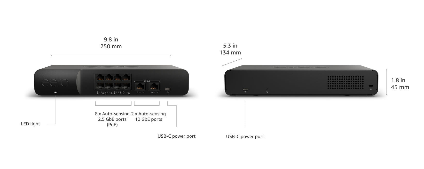 eero PoE Gateway 10-Port Router and PoE Switch Two 10 GbE ports and Eight 2.5 GbE PoE+ ports