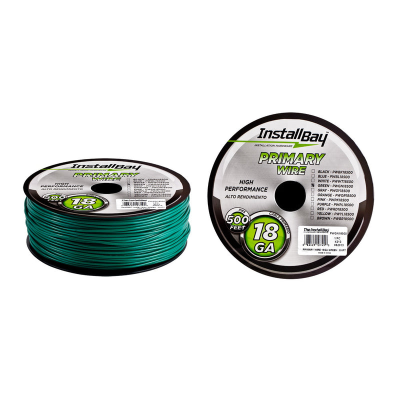 The Install Bay PWGN18500 Green 18 Gauge 500 Feet Coil Stranded Primary Wire