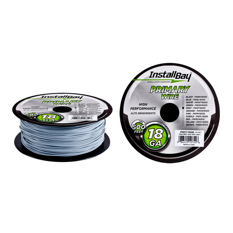 The Install Bay PWGY18500 Gray 18 Gauge 500 Feet Coil Stranded Primary Wire