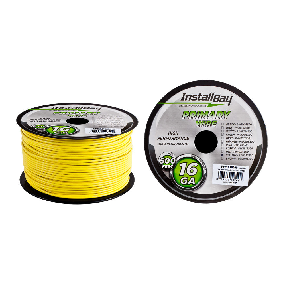 The Install Bay PWYL16500 Primary Wire 16 Gauge Yellow Coil