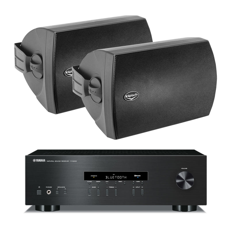 Klipsch AW-650 6.5" 340W Outdoor Speakers and Yamaha R-S202 2-Channel Stereo Receiver