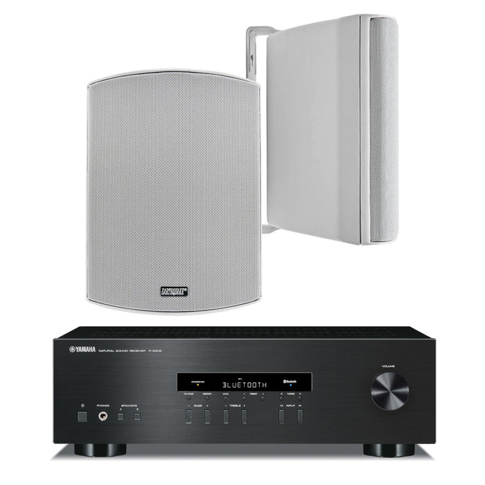 Earthquake Sound AWS-602W Indoor Outdoor Speakers and Yamaha R-S202 2-Channel Stereo Receiver