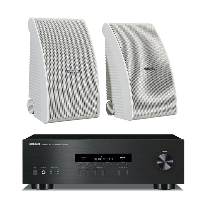 Yamaha NS-AW592WH 6.5" Indoor Outdoor Speaker and Yamaha R-S202 2-Channel Stereo Receiver