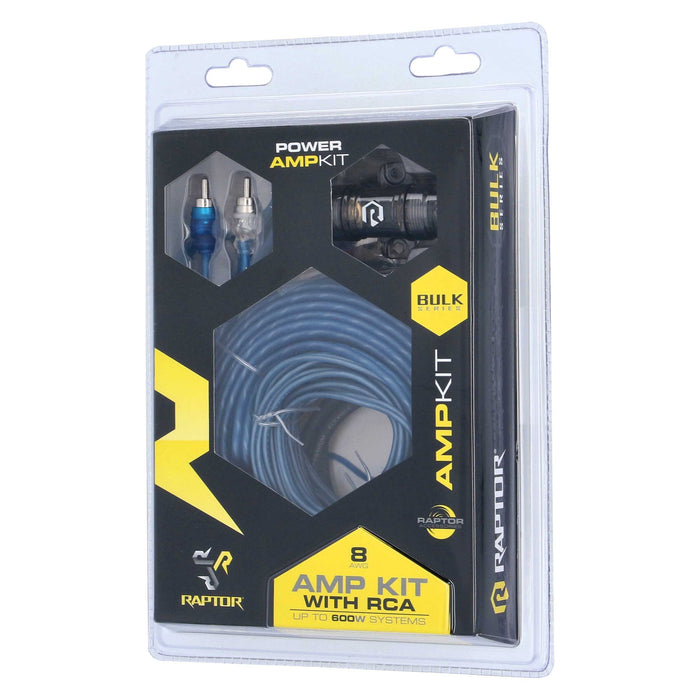 Raptor R2AK8 8 Gauge Power Amp Kit with RCA for Up to 600 Watt Systems