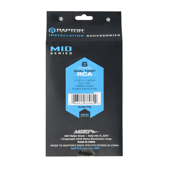 Raptor R4R176 Mid Series 17' 6-Channel Dual Twist RCA Cable Flexible Construction