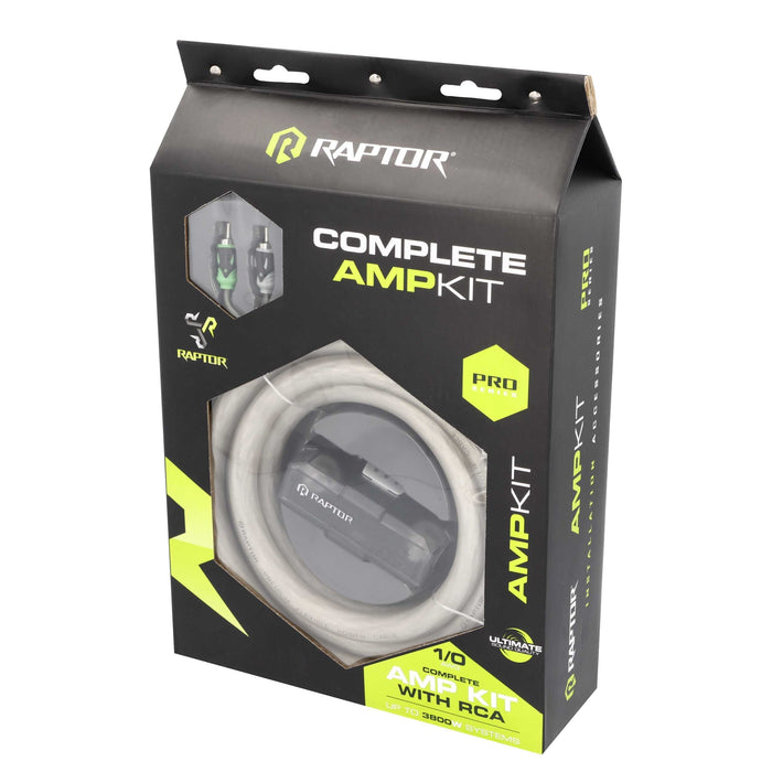 Raptor R5A01 PRO SERIES - 3800W 1/0 AWG Amplifier Installation Kit with RCA Cable