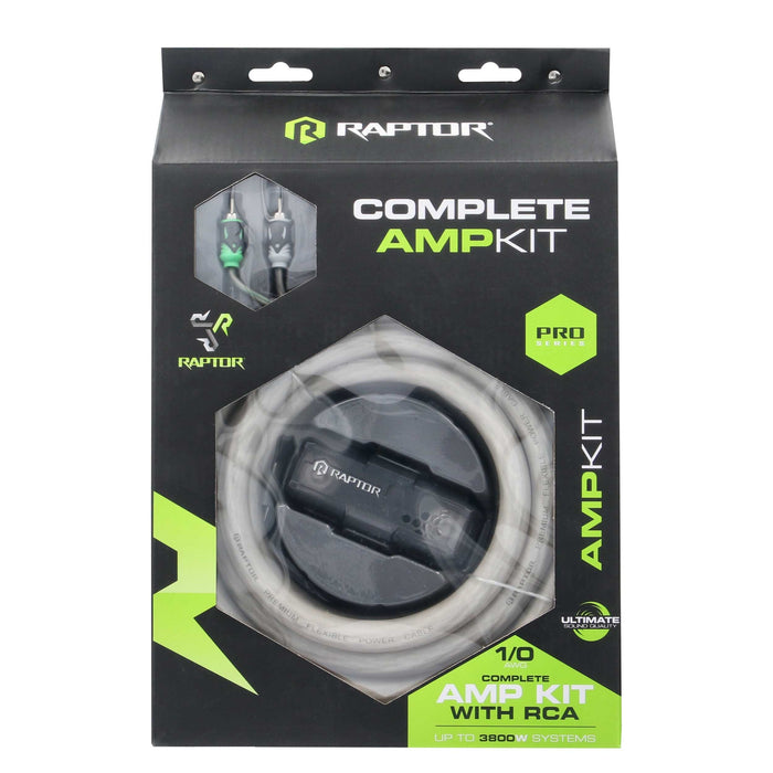 Raptor R5A01 PRO SERIES - 3800W 1/0 AWG Amplifier Installation Kit with RCA Cable