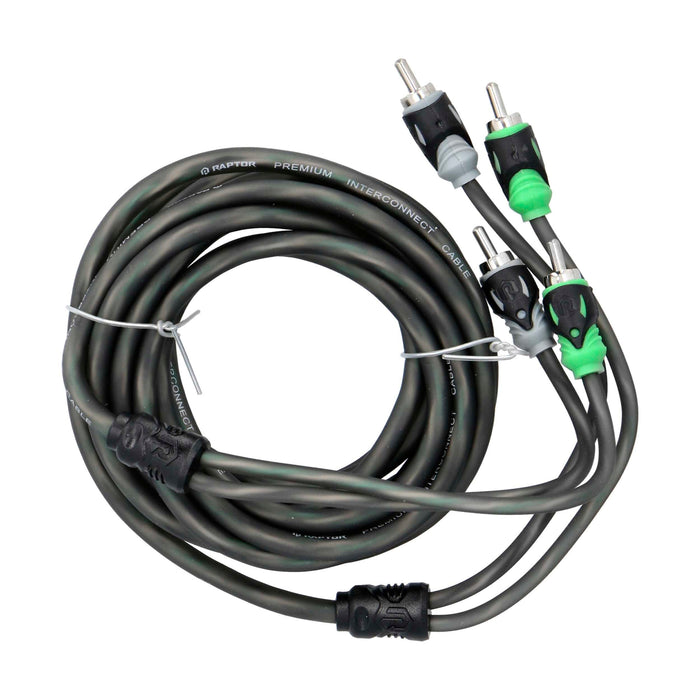 Raptor R5R10 Pro Series 10ft Visible Dual Twist 2-Channel RCA Interconnect Cable