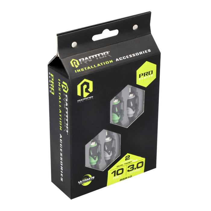 Raptor R5R10 Pro Series 10ft Visible Dual Twist 2-Channel RCA Interconnect Cable