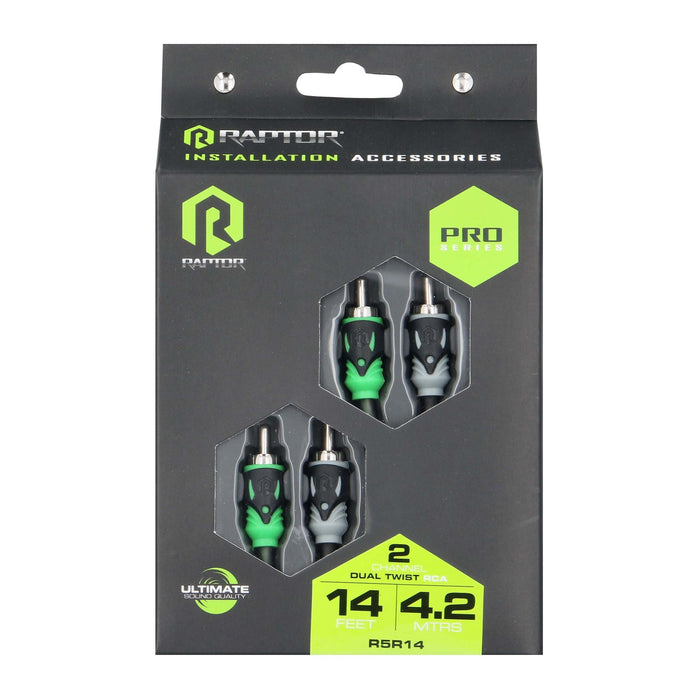 Raptor R5R14 PRO SERIES 14 ft Visible Dual Twist Audio RCA Interconnect Cable