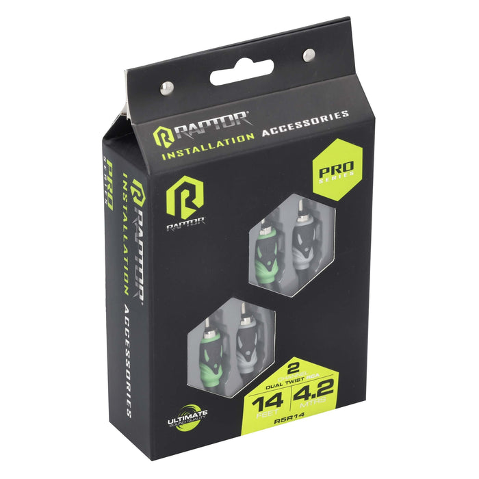 Raptor R5R14 PRO SERIES 14 ft Visible Dual Twist Audio RCA Interconnect Cable