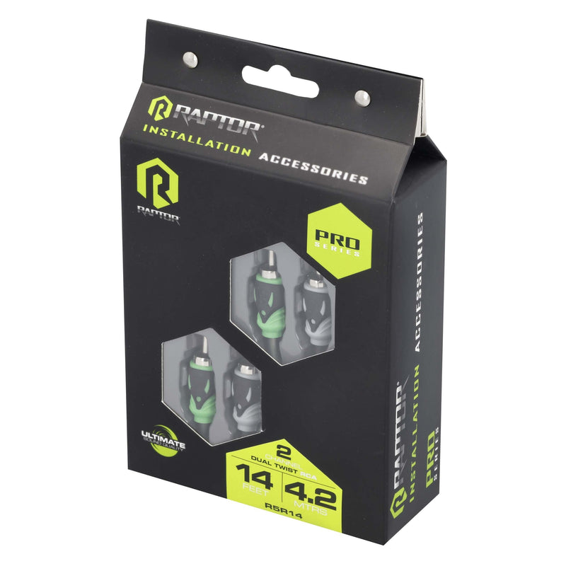 Raptor R5R14 PRO SERIES 14 ft Visible Dual Twist Audio RCA Interconnect Cable