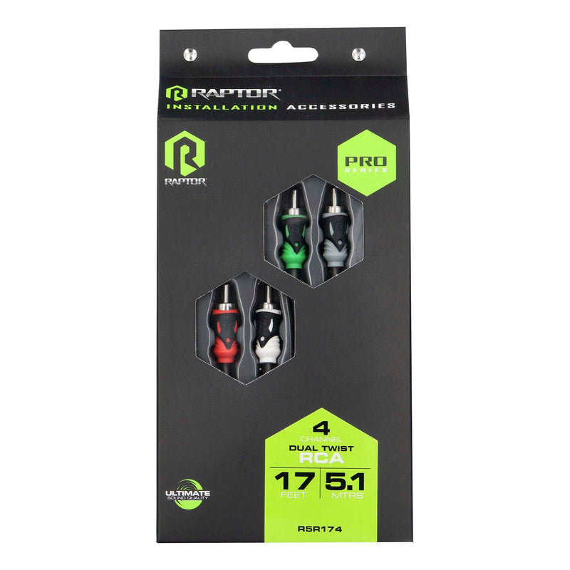 Raptor R5R174 PRO SERIES 17Ft. Dual Twist 4-Channel RCA Audio Interconnect Cable